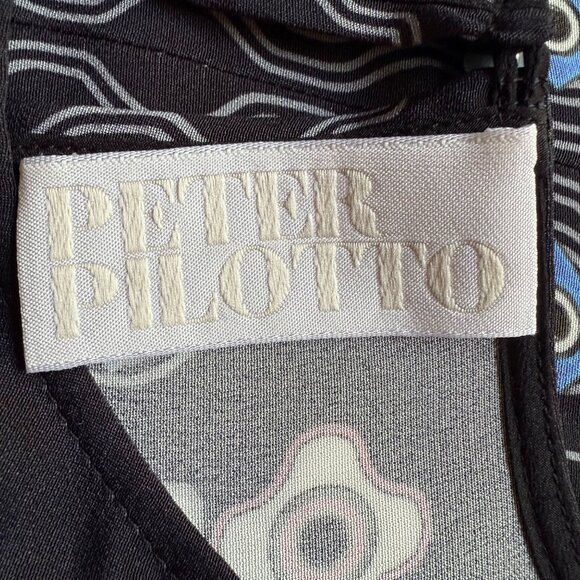 Peter Pilotto Size 8 Black Geometric Silk Short Sleeve Mini Shift Dress - Picture 8 of 16